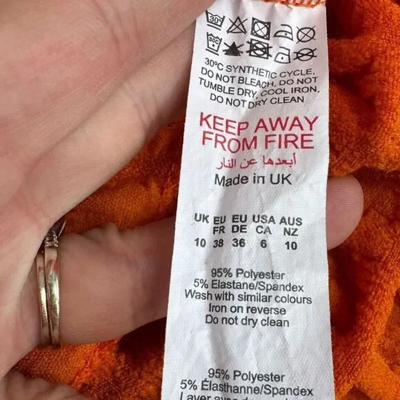 PLT Women's Orange Popcorn Hook & Eye Blouse Size 6 - Picture 8 of 9